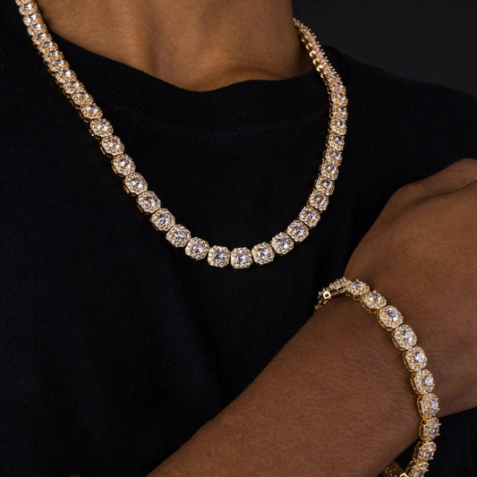 ICERIME 10mm Tennis Chain & Bracelet Bundle
