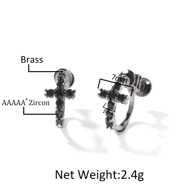 Black Spiral Buckle Cross Earrings