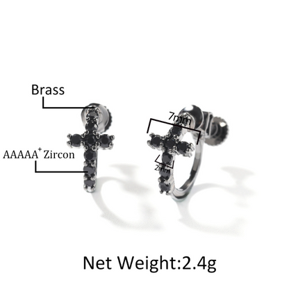 Black Spiral Buckle Cross Earrings