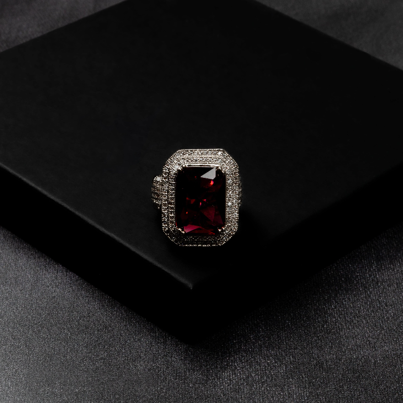 Iced Out Ruby Ring