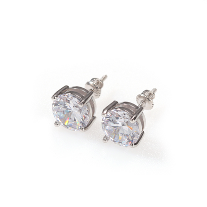 Zircon Hip Hop 925 Silver Stud Earrings