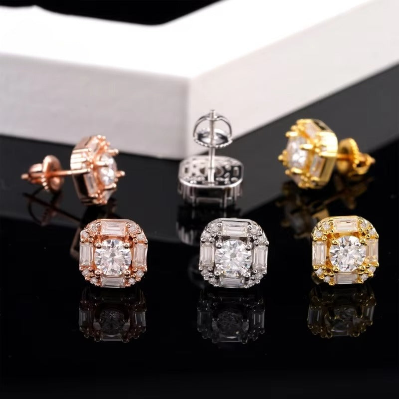 Hot selling rectangular moissanite earrings
