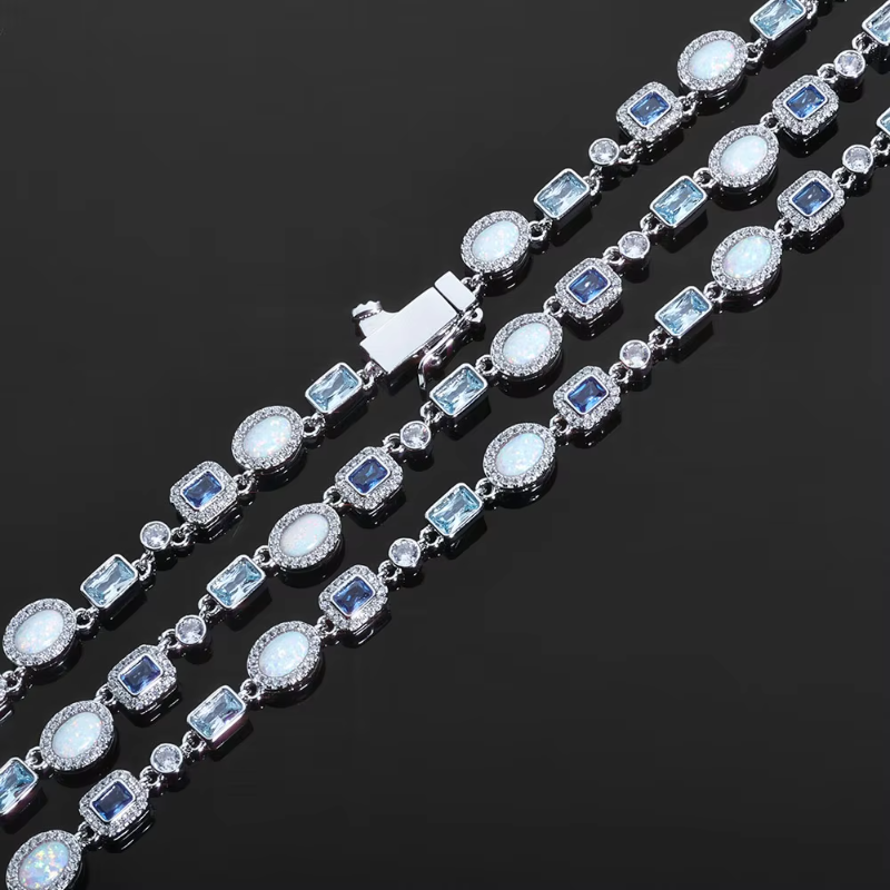 6mm Geometric Gemstone CZ Diamond Necklace