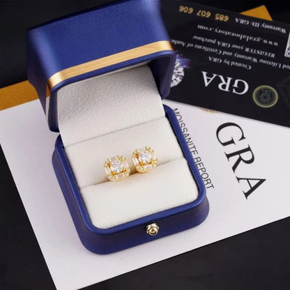 Hot selling rectangular moissanite earrings