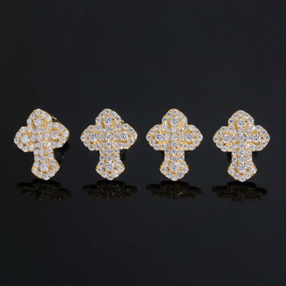 VVS Diamond Frozen Moissanite Cross Earrings