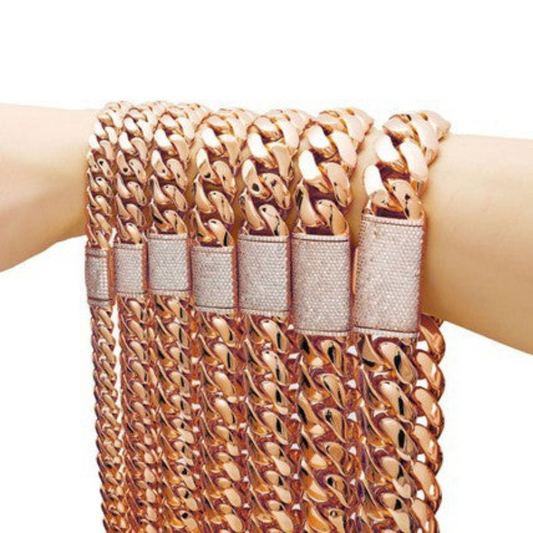 8mm-22mmRose gold zircon Cuban chain
