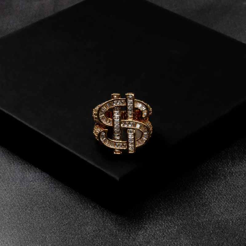 Iced Dollar Sign Ring