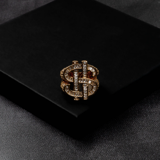 Iced Dollar Sign Ring