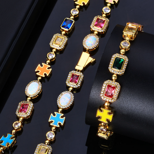 Hip Hop Colored Gem Bracelet