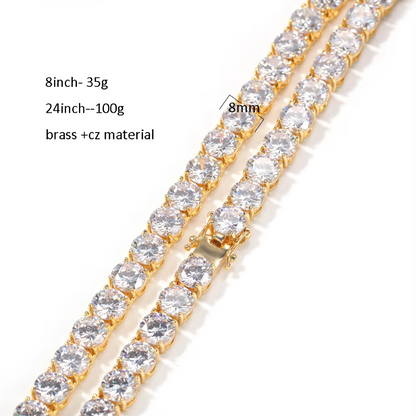 2mm 3mm 4mm 5mm 8mm wide single row tennis chain
