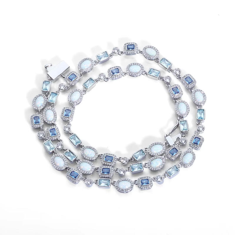6mm Geometric Gemstone CZ Diamond Necklace