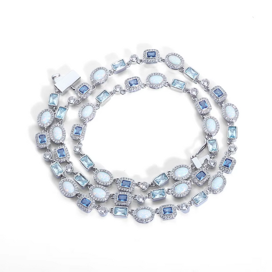 6mm Geometric Gemstone CZ Diamond Necklace