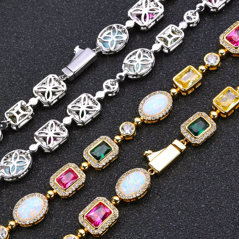 18k gold-plated colored diamond necklace