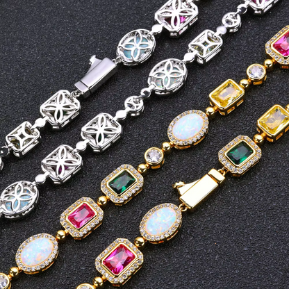 18k gold-plated colored diamond necklace