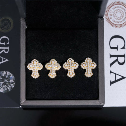 VVS Diamond Frozen Moissanite Cross Earrings