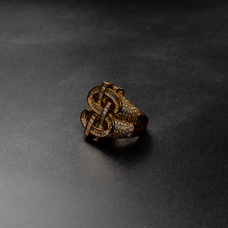 Iced Dollar Sign Ring