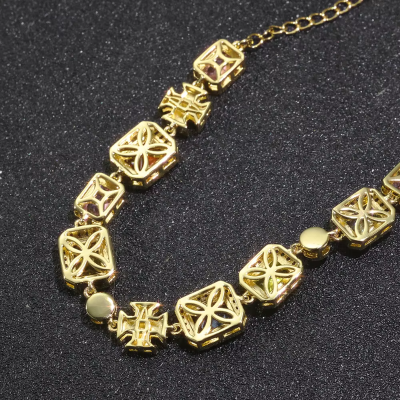 Multicolor Cubic Zirconia Tennis Necklace