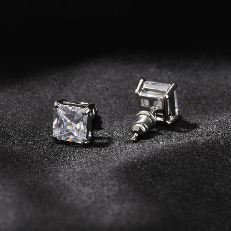 Classic copper zircon stud earrings