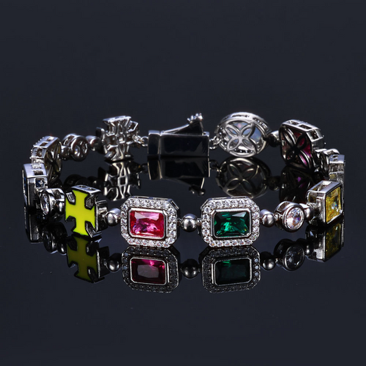 Hip Hop Colored Gem Bracelet