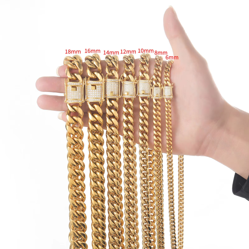 6-16mm 14K Cuban chain