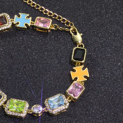 Multicolor Cubic Zirconia Tennis Necklace