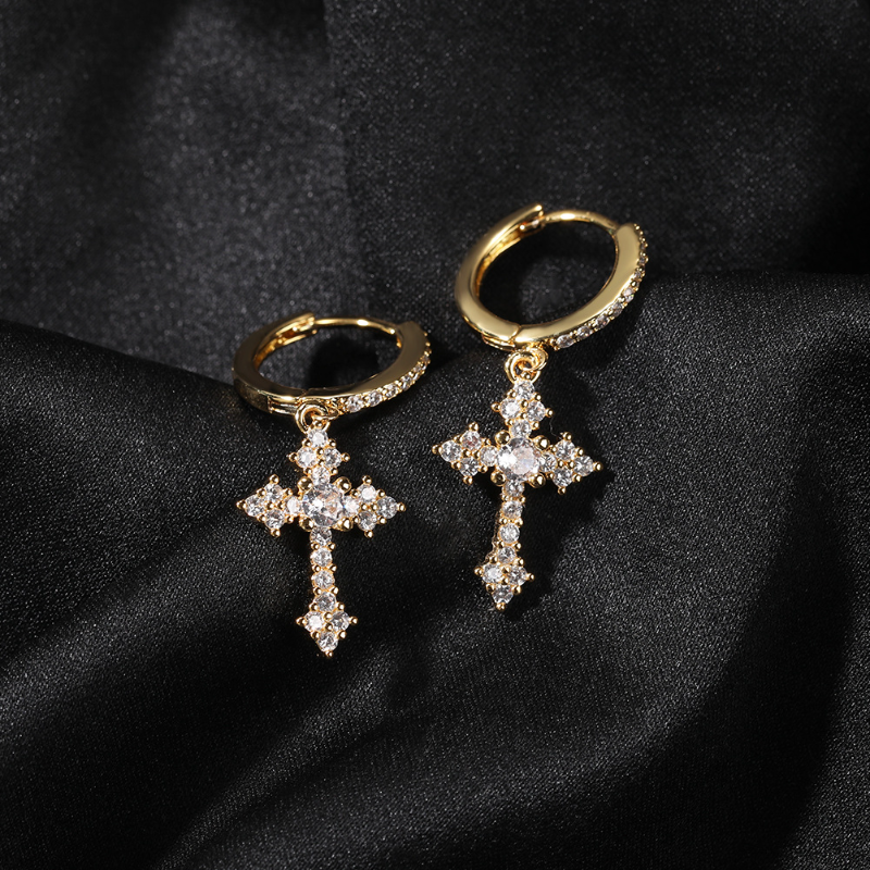 Mini cross earrings