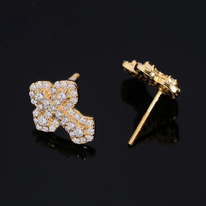 VVS Diamond Frozen Moissanite Cross Earrings