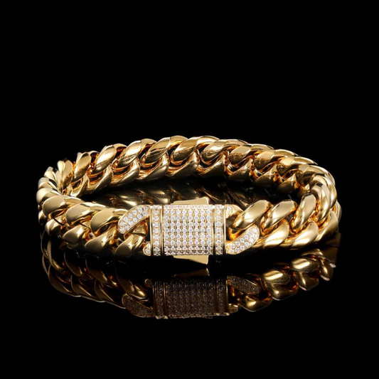 18K gold titanium steel spring buckle Cuban chain