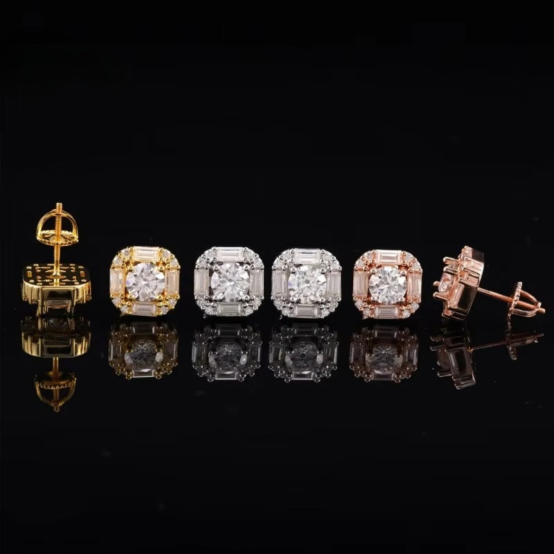 Hot selling rectangular moissanite earrings