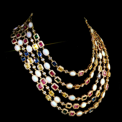 18k gold-plated colored diamond necklace
