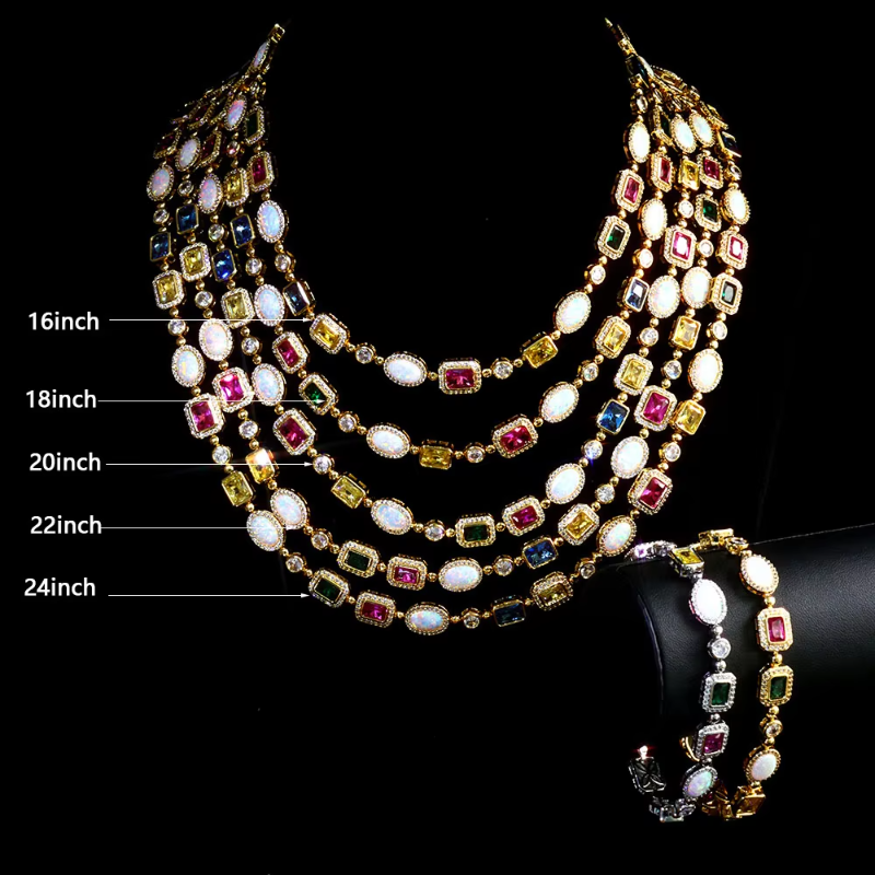 18k gold-plated colored diamond necklace