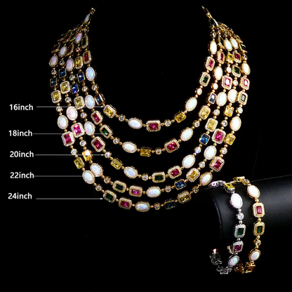 18k gold-plated colored diamond necklace