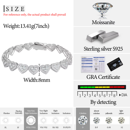 8mm Heart-Shaped Tennis Bracelet