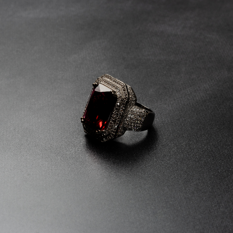 Iced Out Ruby Ring