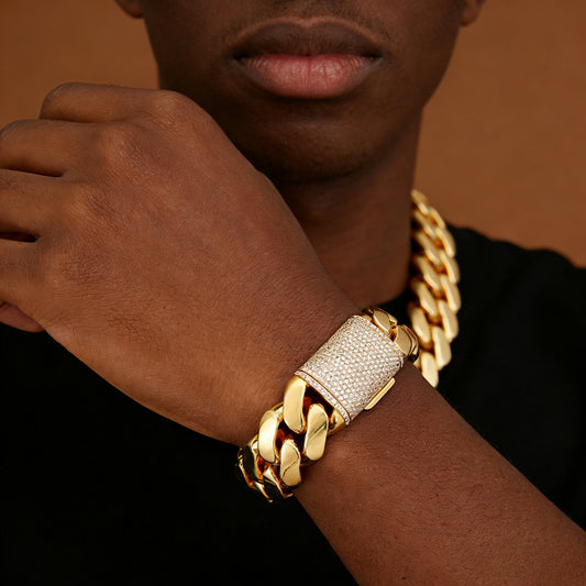 ICERIME 25MM wide 18K gold Cuban chain