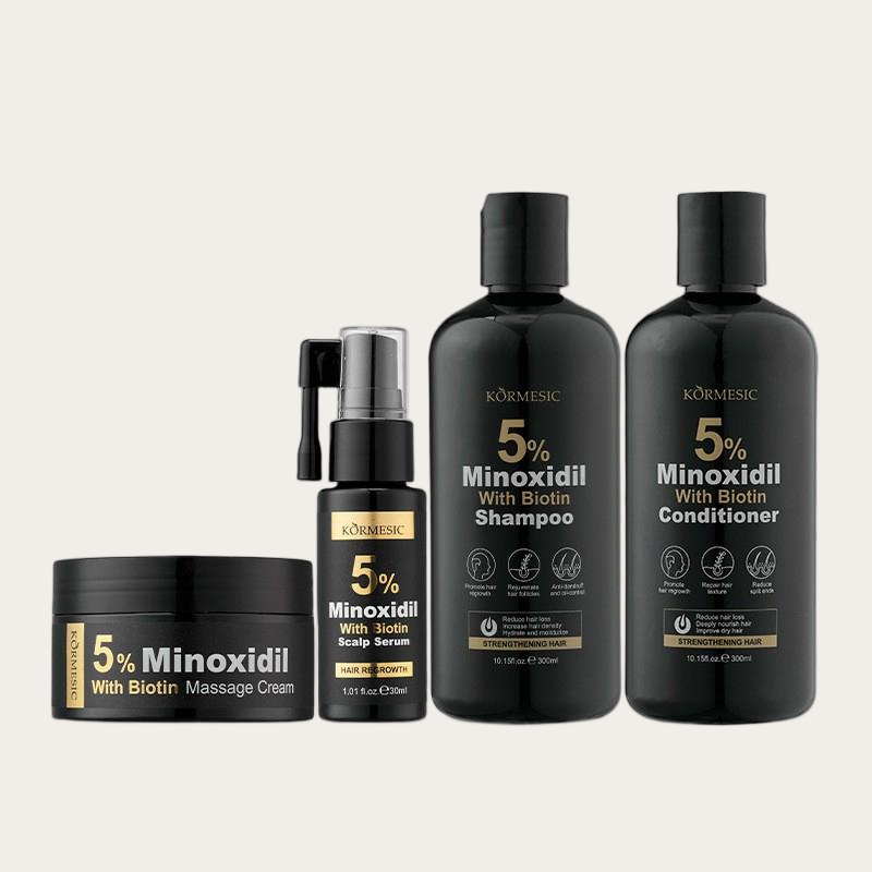 KORMESIC™  5% Minoxidil Shampoo Conditioner 300ml 5% Minoxidil Scalp Massage Cream 100g 5% Minoxidil Scalp Essence Water 30ml Set