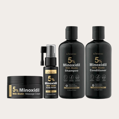 KORMESIC™  5% Minoxidil Shampoo Conditioner 300ml 5% Minoxidil Scalp Massage Cream 100g 5% Minoxidil Scalp Essence Water 30ml Set
