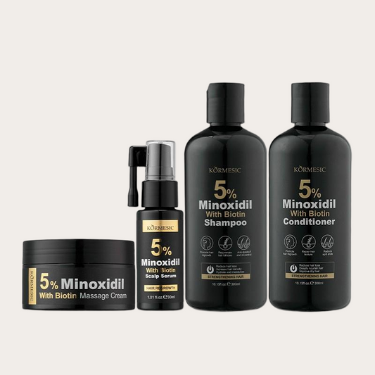 KORMESIC™  5% Minoxidil Shampoo Conditioner 300ml 5% Minoxidil Scalp Massage Cream 100g 5% Minoxidil Scalp Essence Water 30ml Set