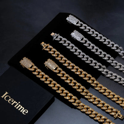 20mm Cuban Chain & Cuban Bracelet Bundle - Gold/White Gold