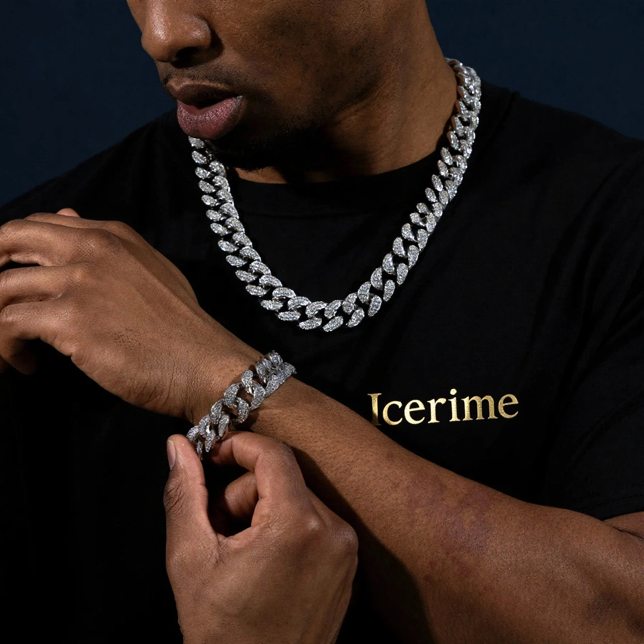 20mm Cuban Chain & Cuban Bracelet Bundle - Gold/White Gold